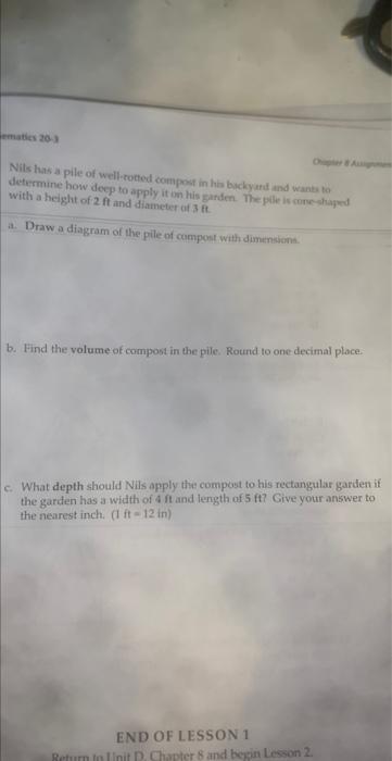 Solved Nits has a pile of well-rotted compost in has | Chegg.com