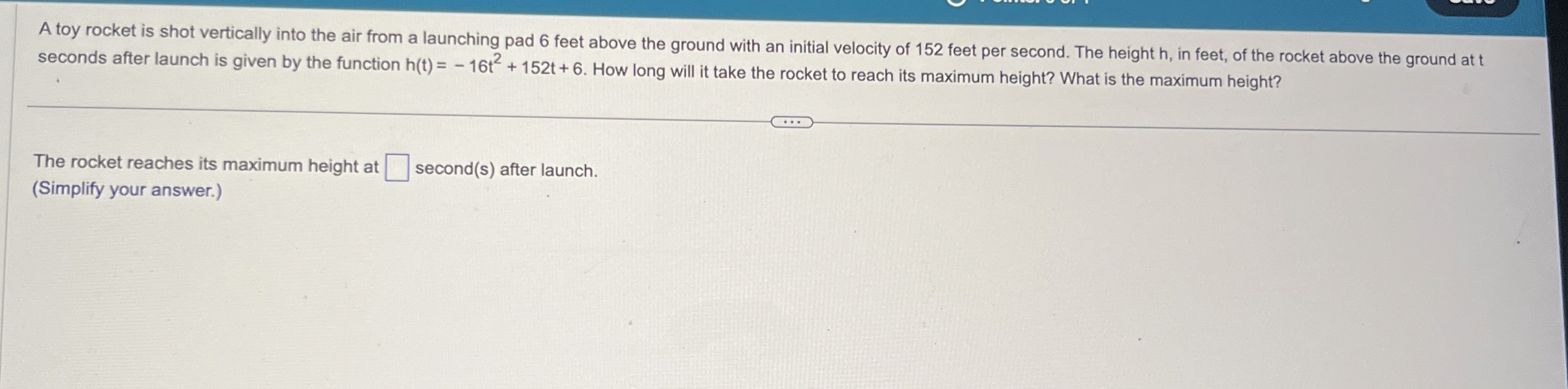 Solved A toy rocket is shot vertically into the air from a | Chegg.com