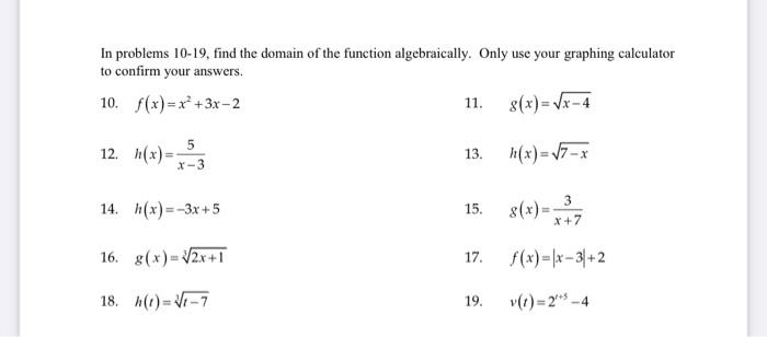 Solved In problems 10-19, find the domain of the function | Chegg.com