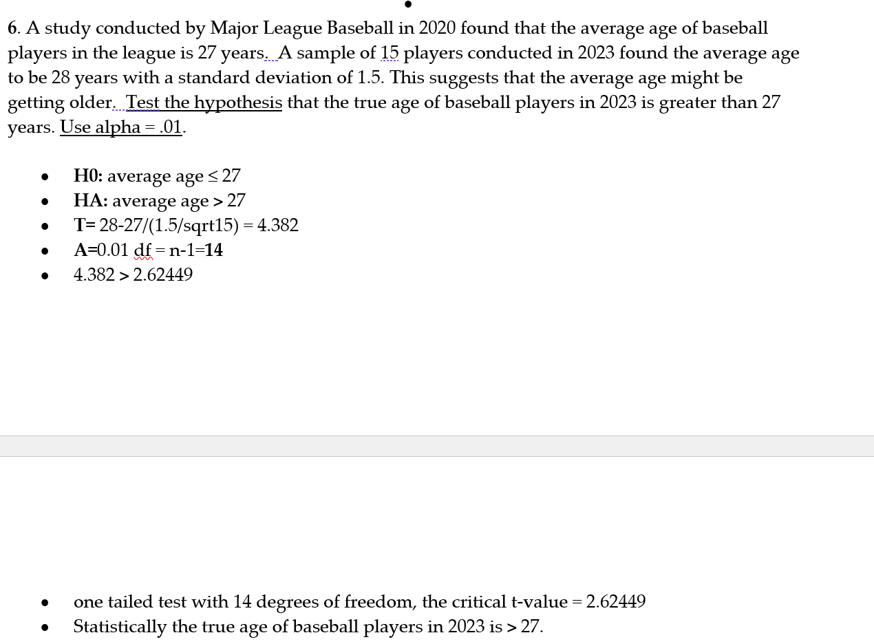 Solved A study conducted by Major League Baseball in 2020