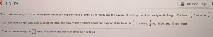 Solved 8 4 39 Question Help 1 The maximum weight that a Chegg com