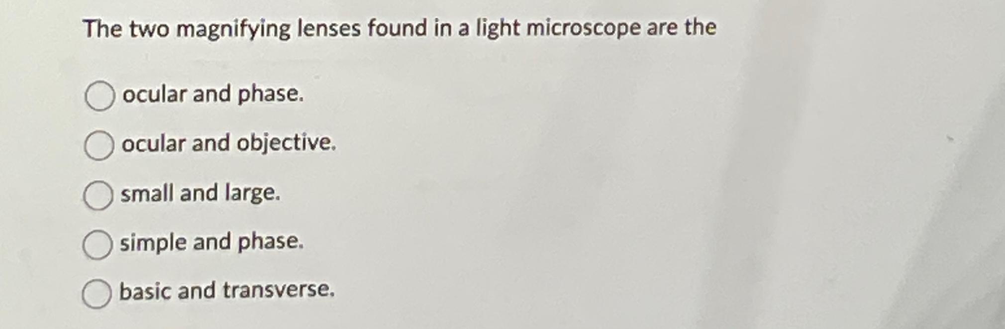two magnifying lenses found in a light microscope are the