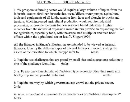 Solved SECTION B SHORT ANSWERS 1. “A Prosperous Farming | Chegg.com