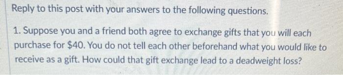 Solved Reply to this post with your answers to the following | Chegg.com