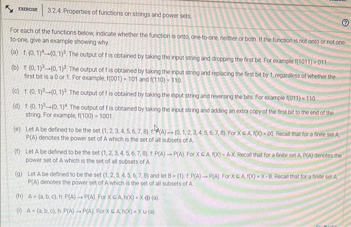Solved For each of the functions below, indicate whether the | Chegg.com