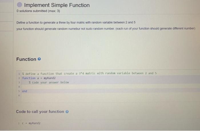 Implement Simple Function O solutions submitted (max: | Chegg.com