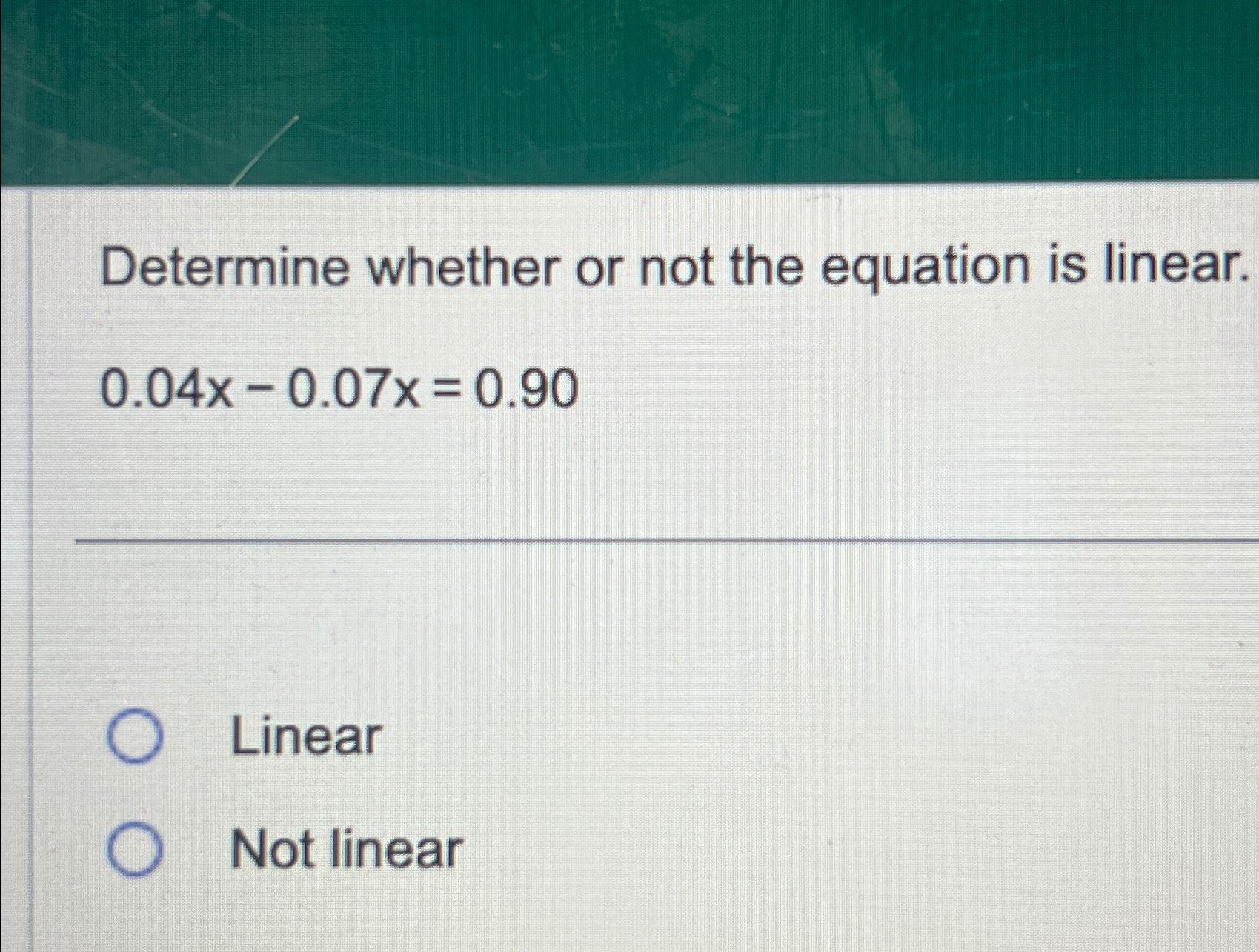 Solved Determine whether or not the equation is | Chegg.com
