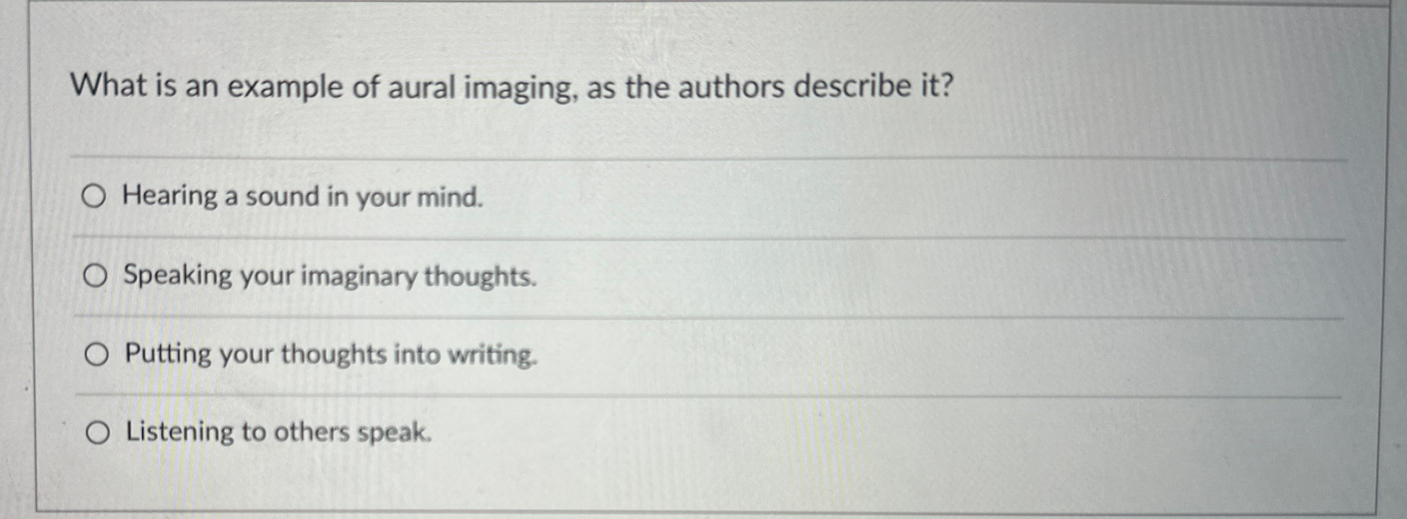 Solved What is an example of aural imaging, as the authors | Chegg.com
