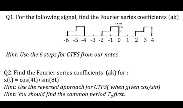 Solved Q1. For the following signal, find the Fourier series | Chegg.com