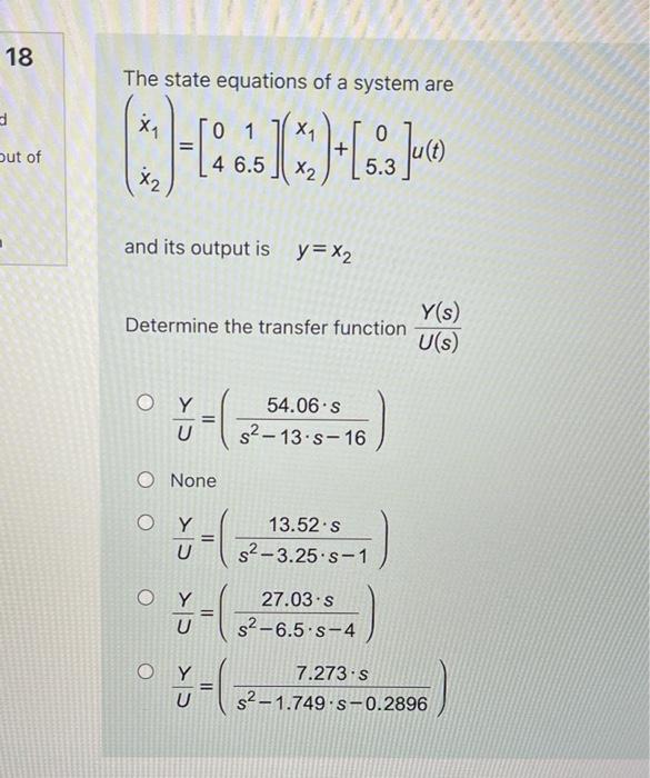 Solved 18 The state equations of a system are X1 (C +6 | Chegg.com
