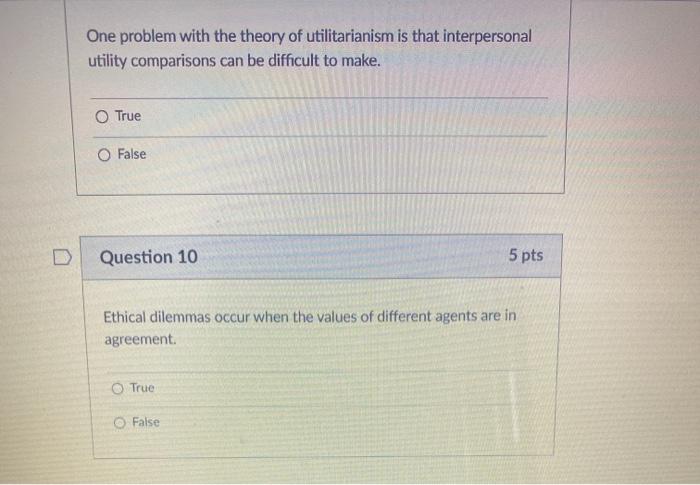 Solved One problem with the theory of utilitarianism is that | Chegg.com