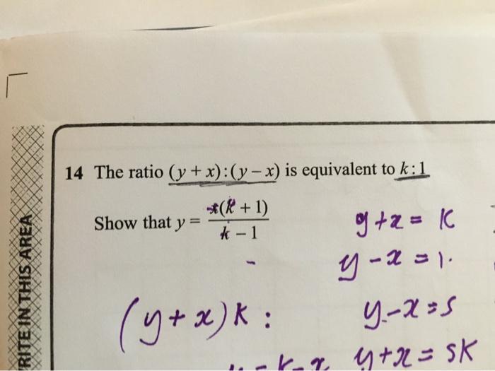 Solved 14 The Ratio Y X Y X Is Equivalent To K 1