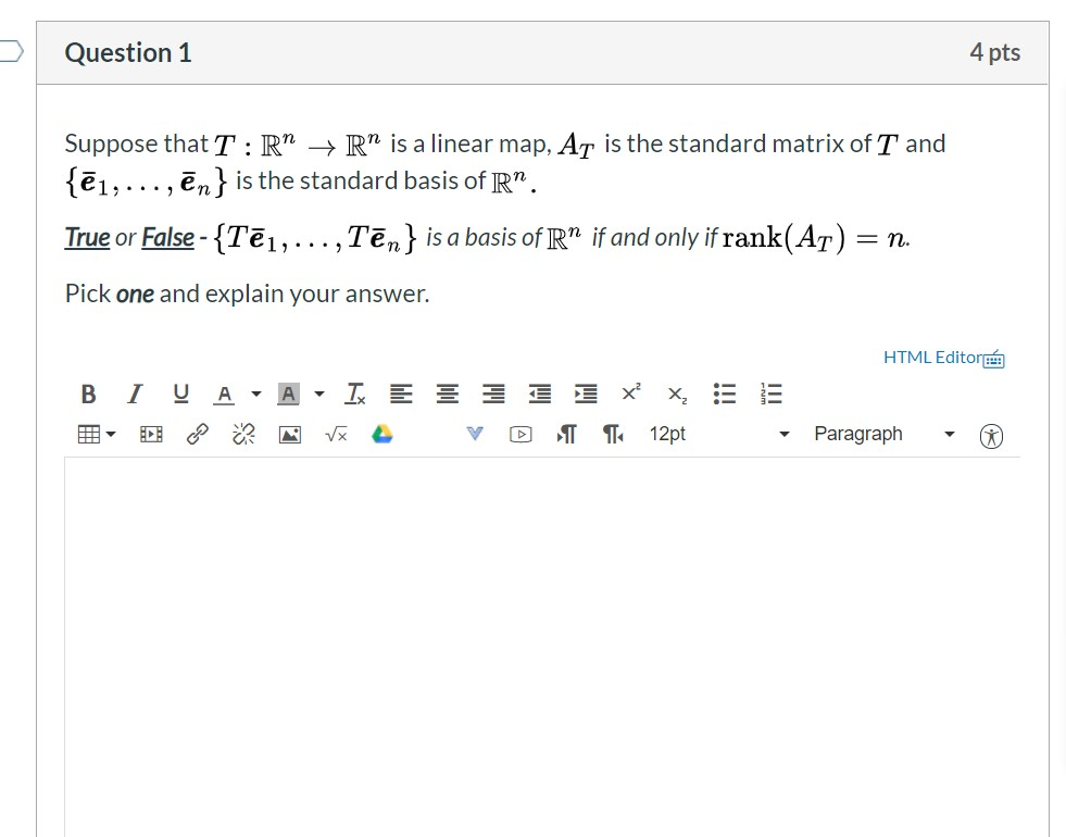 Solved Suppose that T R n → R nis a linear map, A Tis the