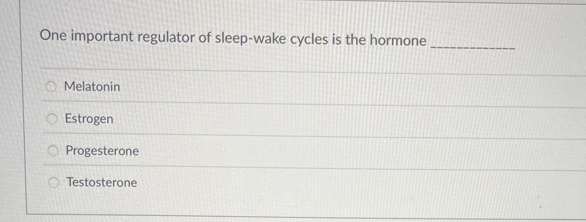 Solved One important regulator of sleep-wake cycles is the | Chegg.com