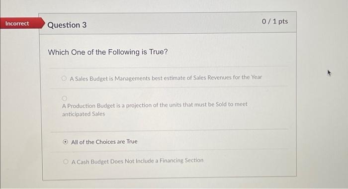 Solved Incorrect Question 3 Which One of the Following is | Chegg.com