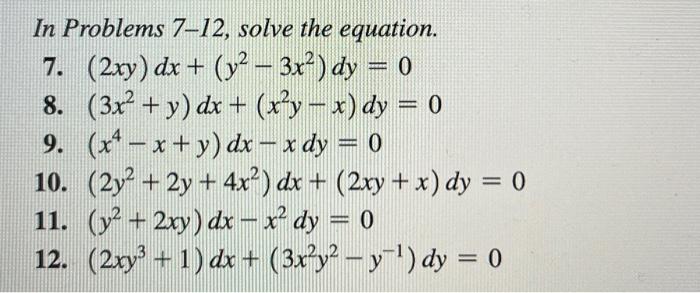 Solved In Problems 7-12, solve the equation. 7. | Chegg.com