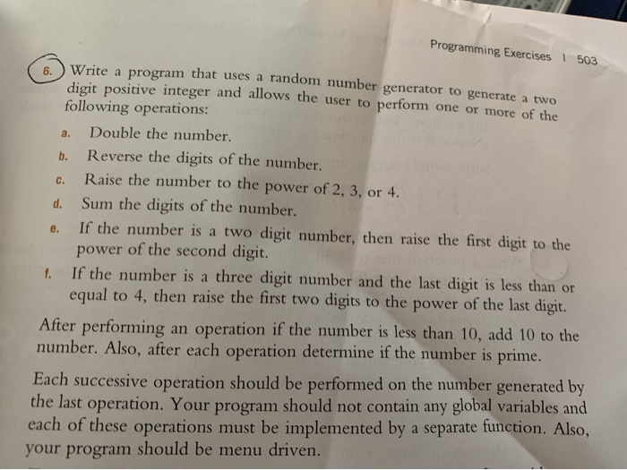 Solved Programming Exercises | 503 program that uses a | Chegg.com