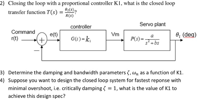 P Controller Loop Solved 2) Closing the loop with a proportional controller | Chegg.com