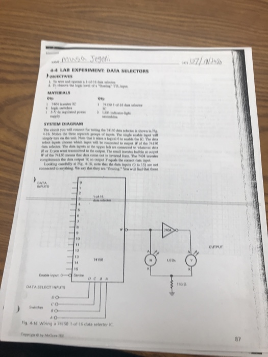 Solved PROCEDURE 1. Insert the 7404 and 74150 ICs into the | Chegg.com