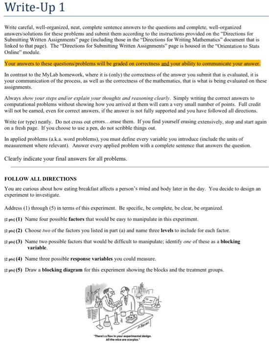 Solved Write-Up 1 Write careful, well-organized, neat, | Chegg.com