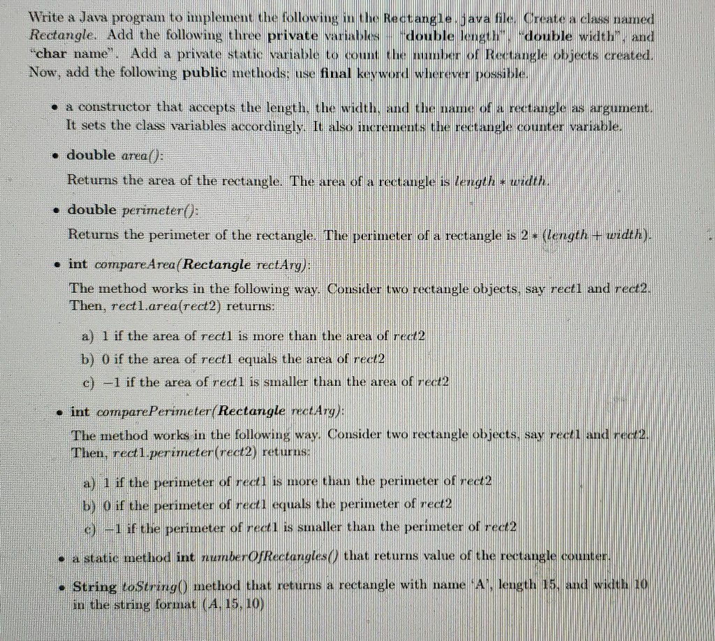 Solved Write a Java program to implement the following in | Chegg.com