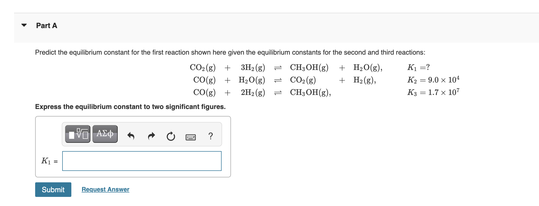 Part Apredict The Equilibrium Constant For The First Chegg Part Apredict The Equilibrium Constant For The First Chegg