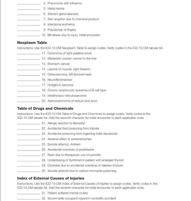 Solved Identifying Main Terms and Assigning Codes Chegg