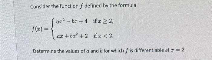 Solved Consider the function f defined by the formula | Chegg.com