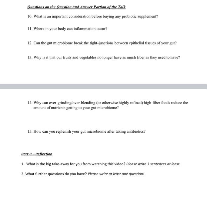 Solved Questions on the Question and Answer Portion of the | Chegg.com