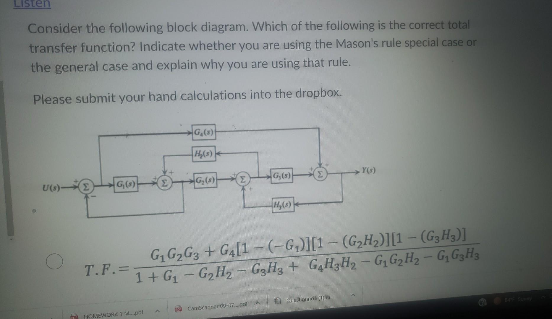 Solved Consider the following block diagram. Which of the | Chegg.com
