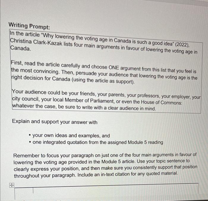 Writing Prompt: In the article 