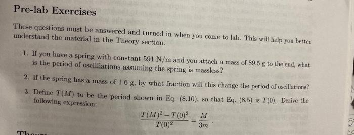 Solved Pre-lab Exercises These Questions Must Be Answered | Chegg.com