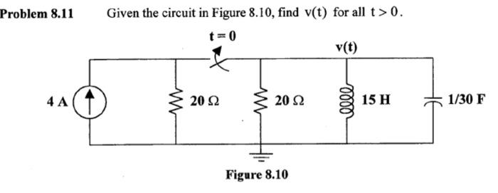 Solved Problem 8.11 Given the circuit in Figure 8.10, find | Chegg.com