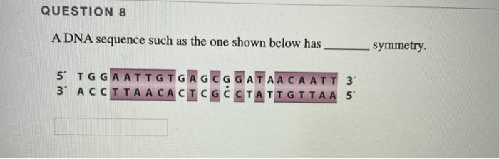 Solved QUESTION 8 A DNA sequence such as the one shown below | Chegg.com