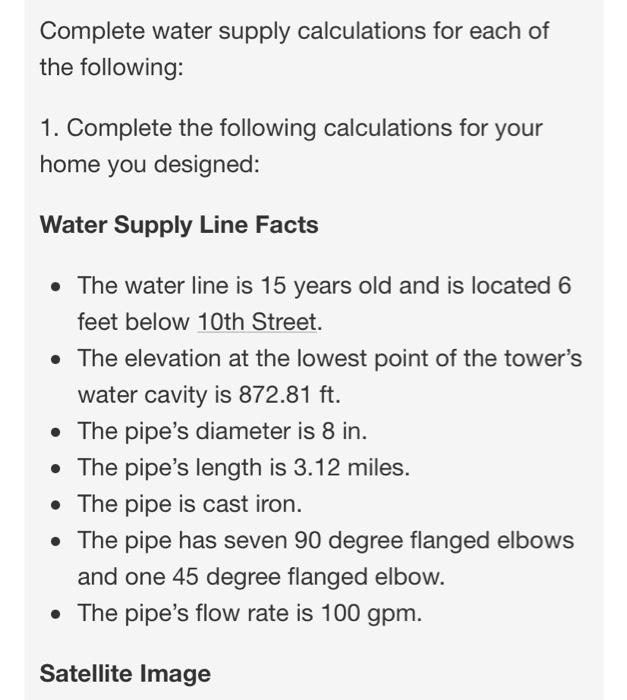 Complete water supply calculations for each of the | Chegg.com