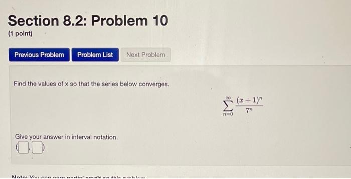 Solved Section 8.2: Problem 10 (1 point) Previous Problem | Chegg.com