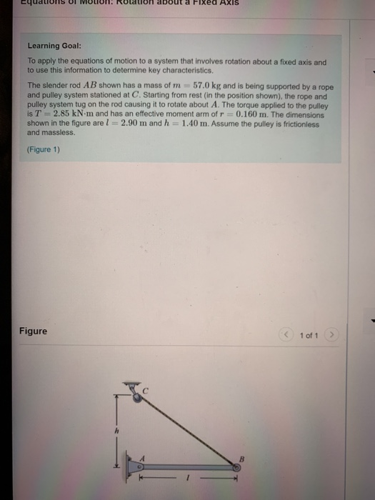 Solved a FIxed AXIS Learning Goal: To apply the equations of | Chegg.com