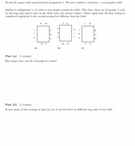 Solved Recall the square table question from Assignment 1. | Chegg.com