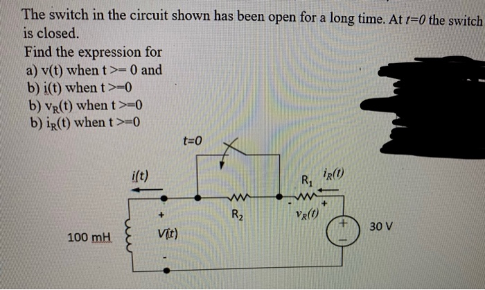 Solved The switch in the circuit shown has been open for a | Chegg.com