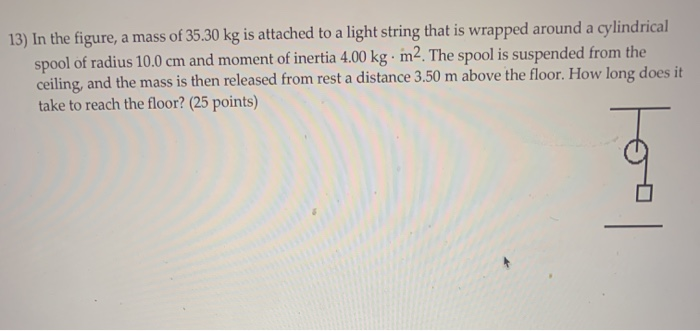 Solved 13) In the figure, a mass of 35.30 kg is attached to | Chegg.com