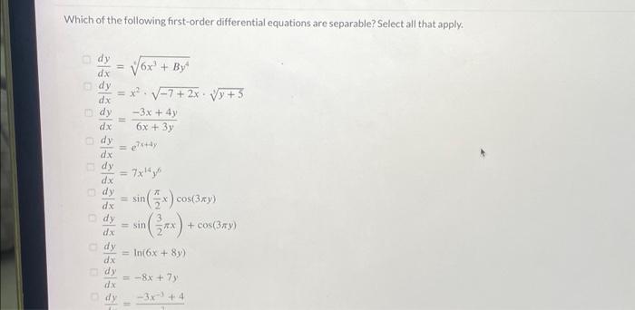 Solved Which of the following first-order differential | Chegg.com