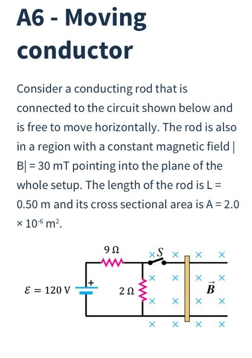 Solved A6 - Moving conductor Consider a conducting rod that | Chegg.com