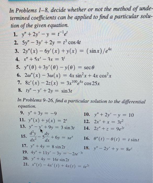 Solved In Problems 1-8, decide whether or not the method of | Chegg.com