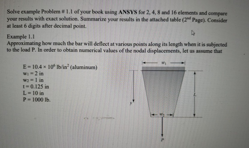 Simple Ansys Problem Statement Solve example Problem #1.1 of your book using ANSYS | Chegg.com