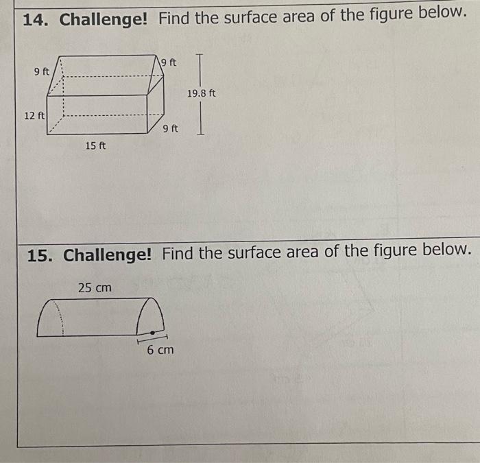 challenge find the surface area of the figure below