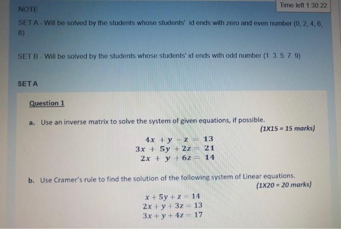 Solved Time left 1 30.22 NOTE SETA-Will be solved by the | Chegg.com