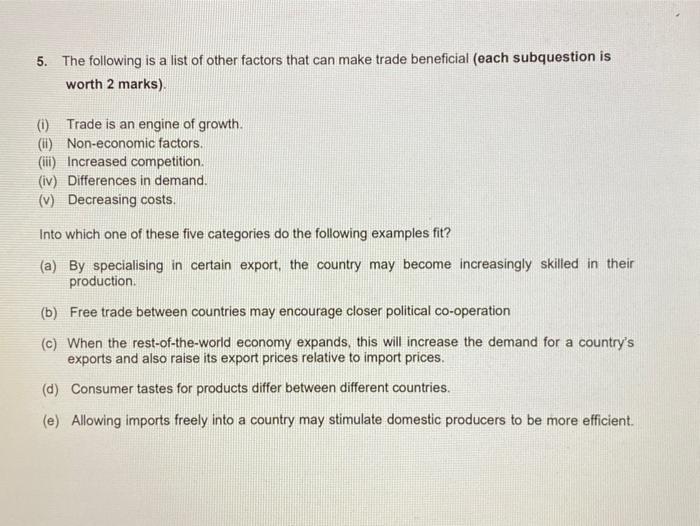 5 The Following Is A List Of Other Factors That Can Chegg Com