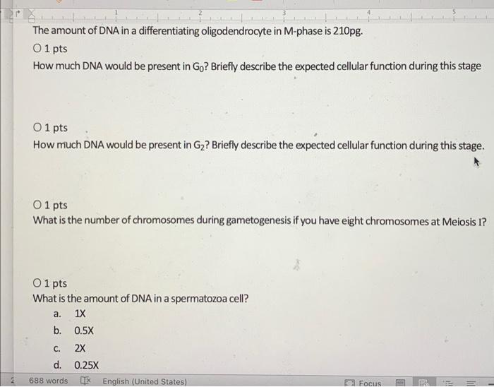 Solved The amount of DNA in a differentiating | Chegg.com
