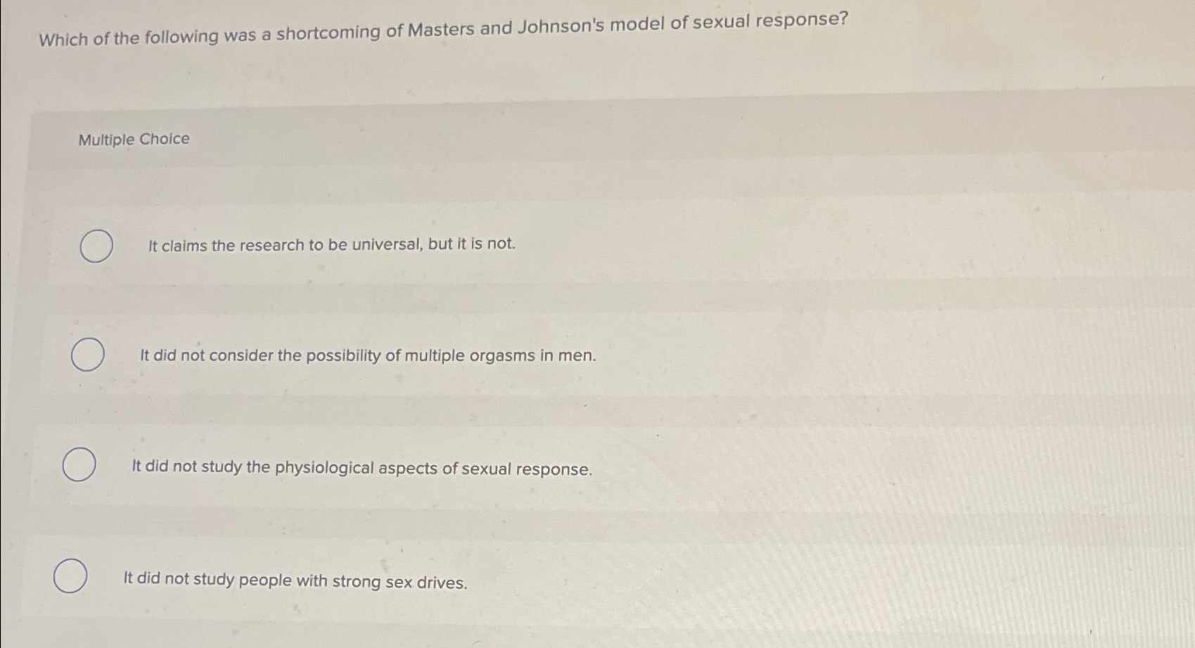 Solved Which of the following was a shortcoming of Masters | Chegg.com