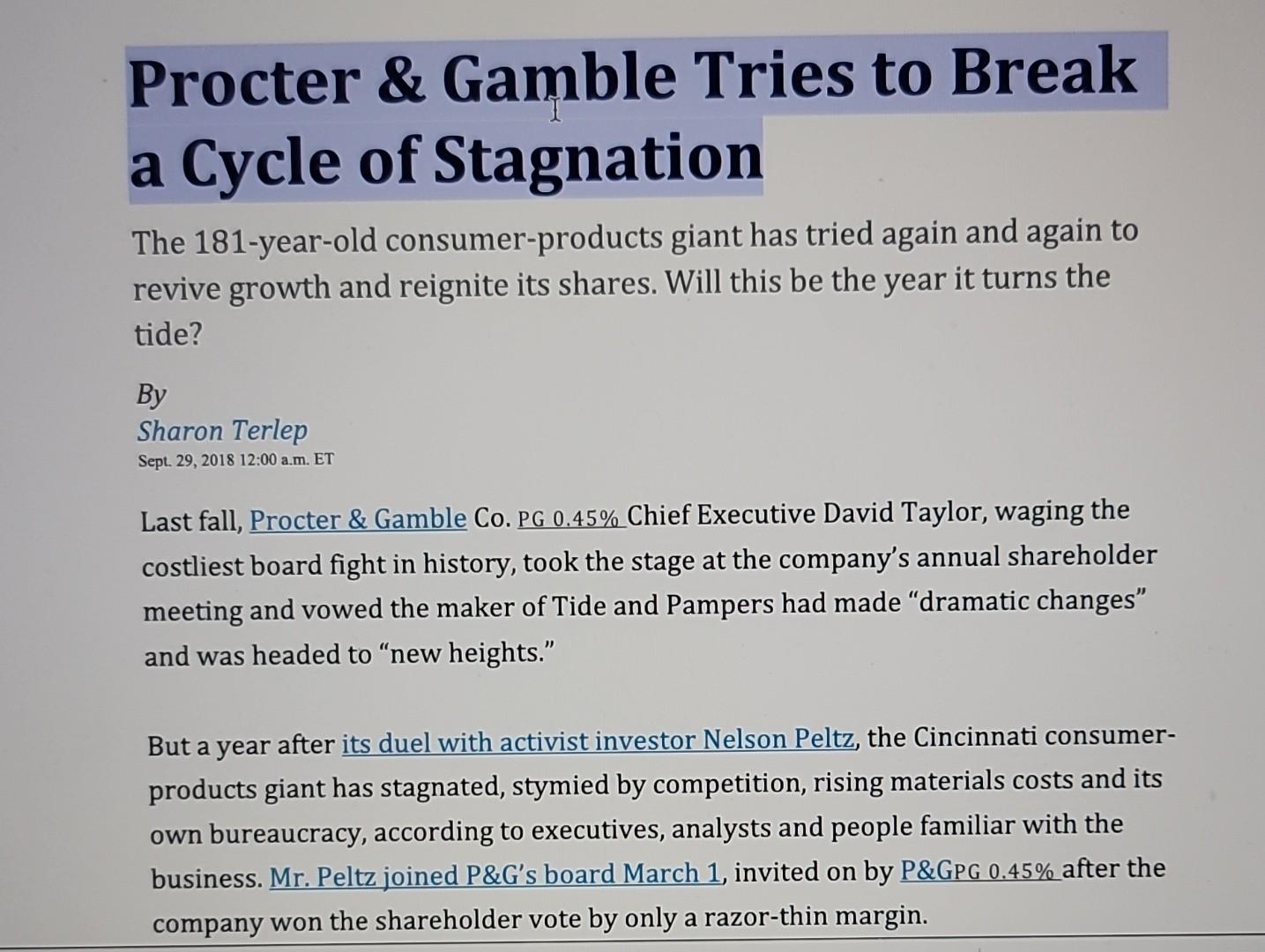 Procter and Gamble Innovation Strategy under David Taylor